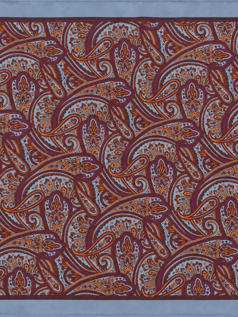 Peter Millar Silk Paisley Pocket Square - Light Blue & Burgundy
